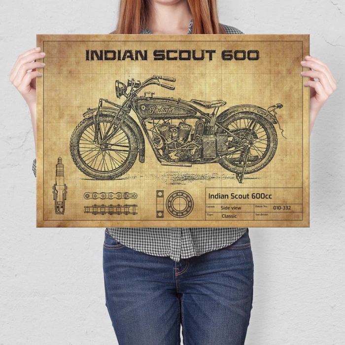 Plakat metalowy Indian Scout 600cc Prezent