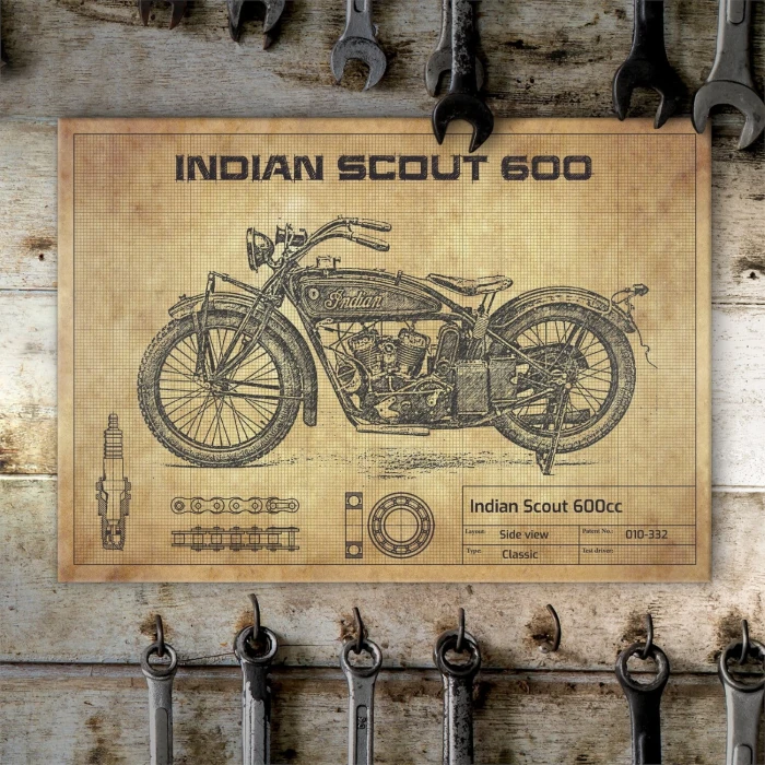 Plakat metalowy Indian Scout 600cc Prezent