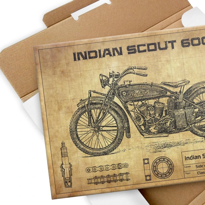 Plakat metalowy Indian Scout 600cc Prezent