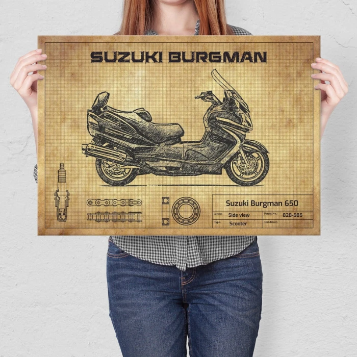 Plakat metalowy Suzuki Burgman 650 design Prezent