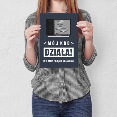 Plakat metalowy mój kod działa Prezent