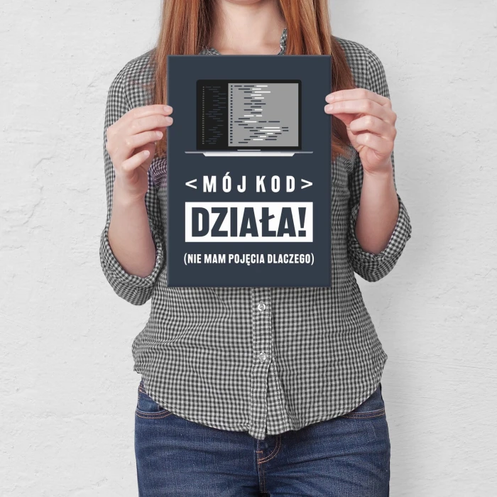 Plakat metalowy mój kod działa Prezent