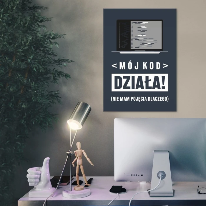 Plakat metalowy mój kod działa Prezent