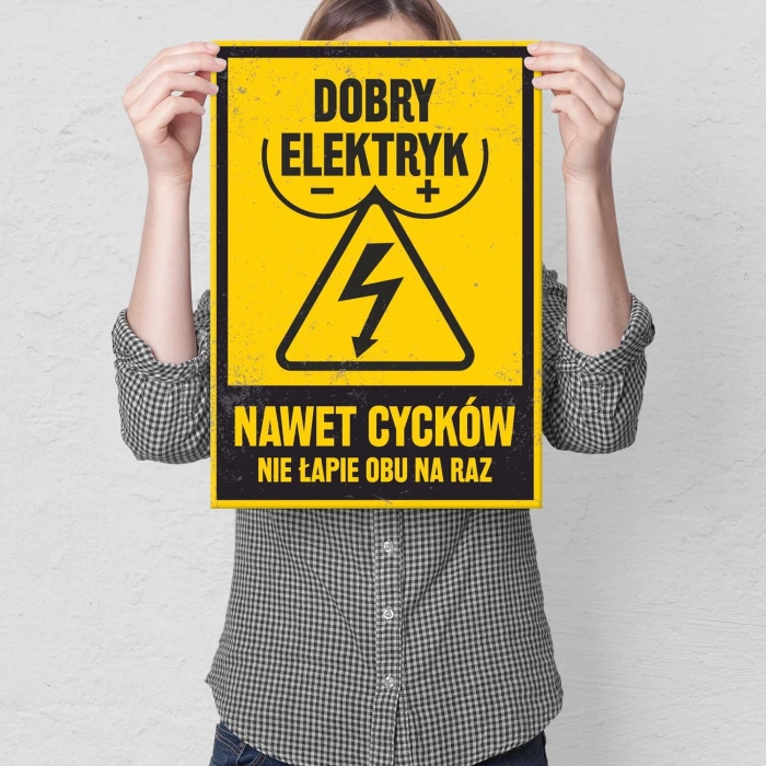Plakat metalowy dobry elektryk Prezent