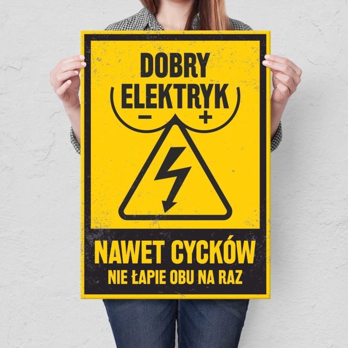 Plakat metalowy dobry elektryk Prezent
