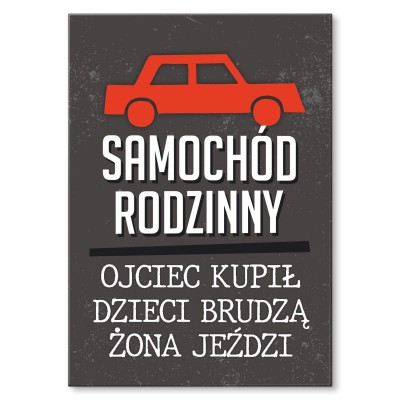 Plakat metalowy samochód rodzinny Prezent