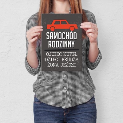 Plakat metalowy samochód rodzinny Prezent