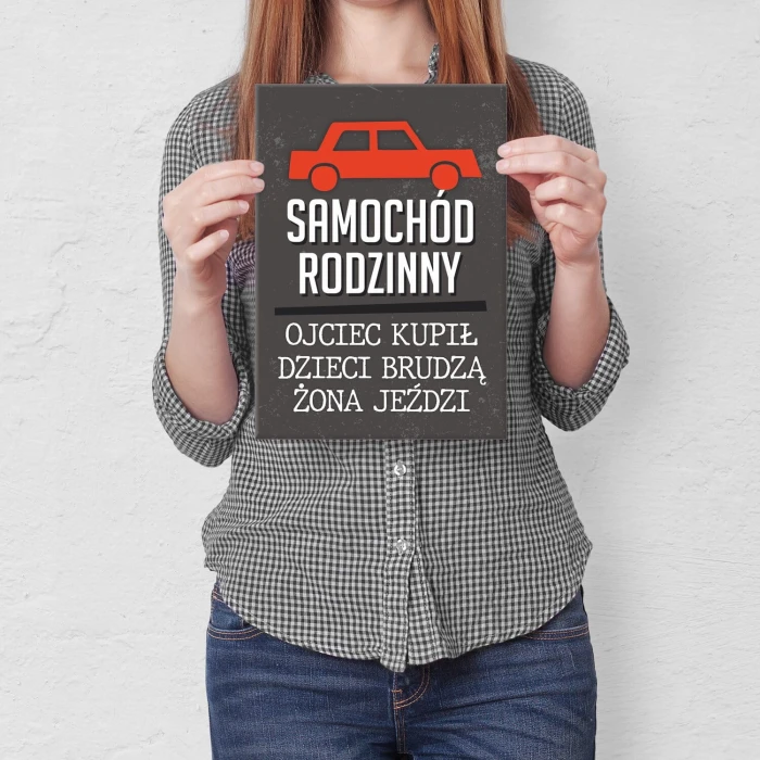 Plakat metalowy samochód rodzinny Prezent