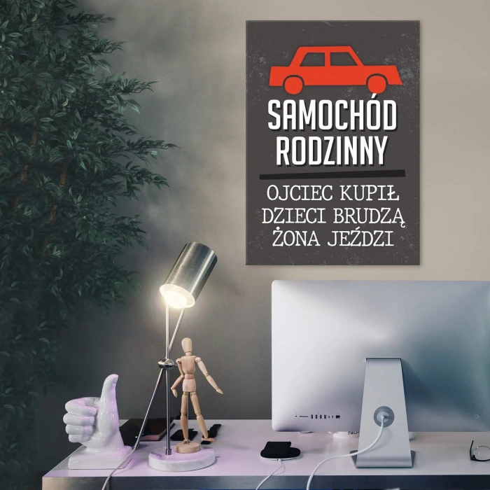 Plakat metalowy samochód rodzinny Prezent
