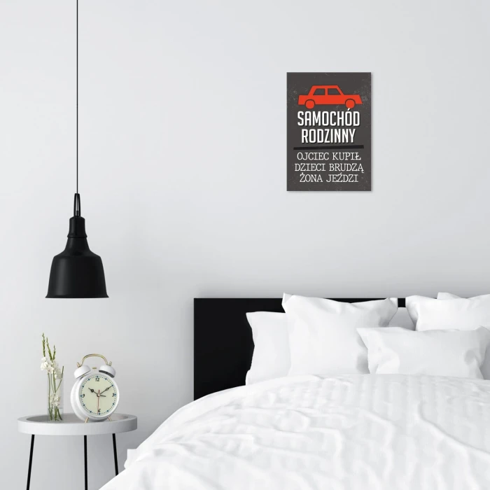 Plakat metalowy samochód rodzinny Prezent