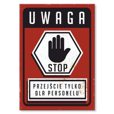 Poster metal przejście dla personelu gift