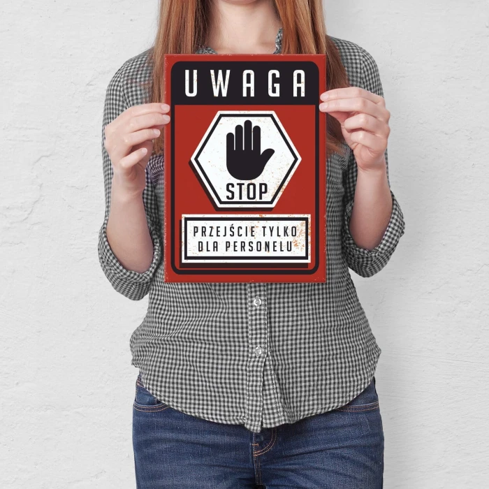 Plakat metalowy przejście dla personelu Prezent