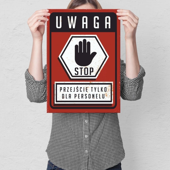 Plakat metalowy przejście dla personelu Prezent