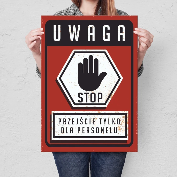 Plakat metalowy przejście dla personelu Prezent