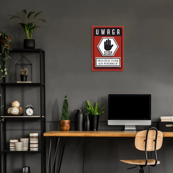 Plakat metalowy przejście dla personelu Prezent