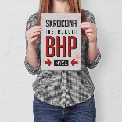 Plakat metalowy Instrukcja BHP Prezent