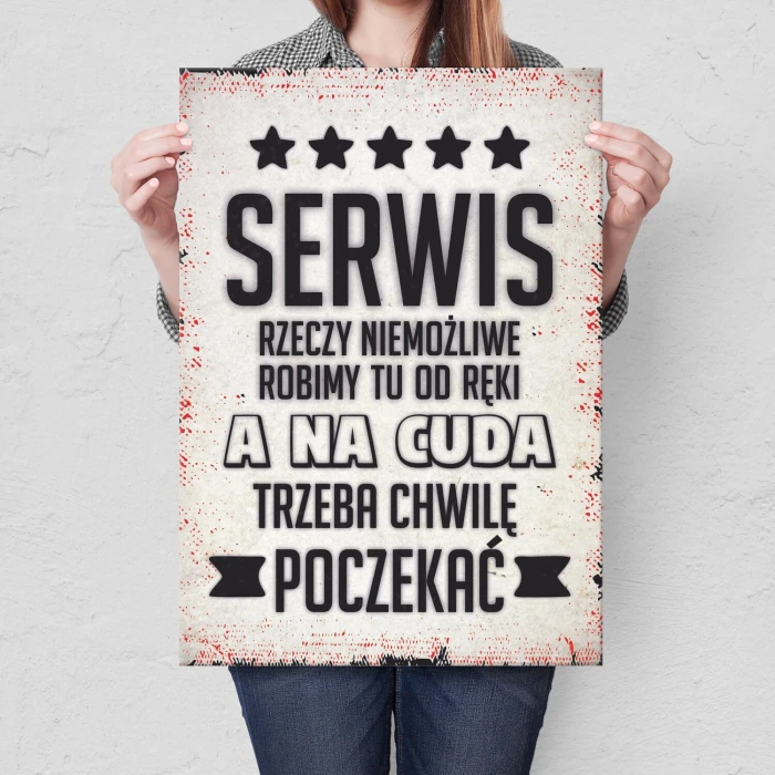 Plakat metalowy serwis rzeczy niemożliwe i cuda Prezent