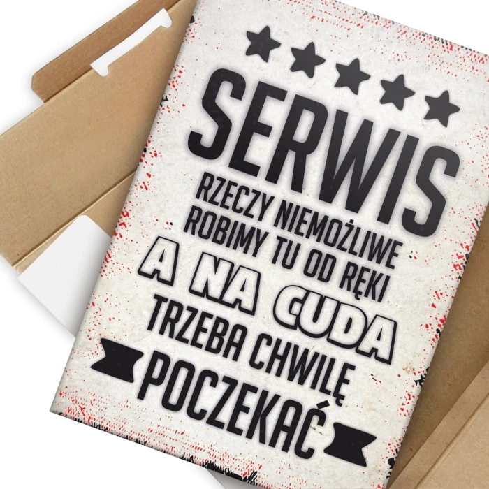 Plakat metalowy serwis rzeczy niemożliwe i cuda Prezent