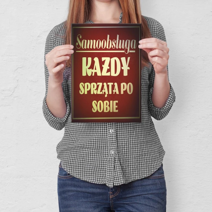 Plakat metalowy sprzątaj po sobie Prezent