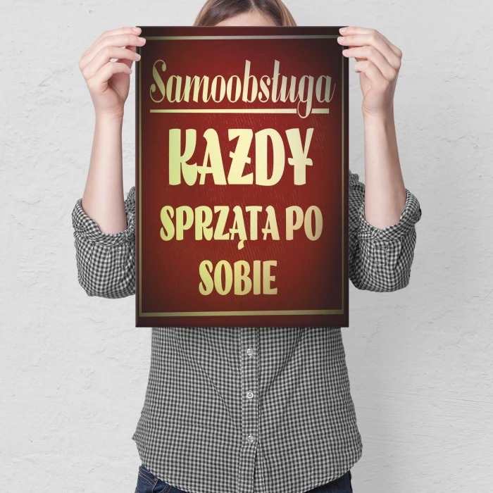Plakat metalowy sprzątaj po sobie Prezent