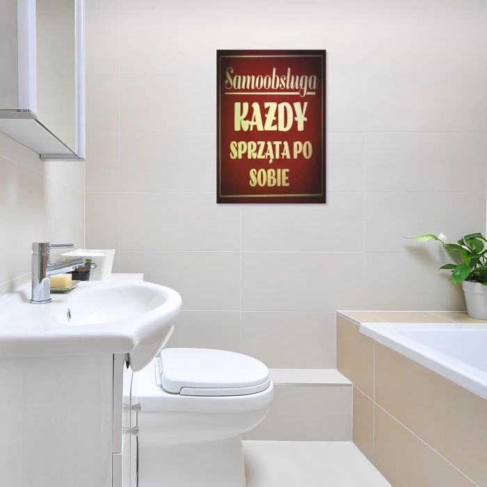 Plakat metalowy sprzątaj po sobie Prezent
