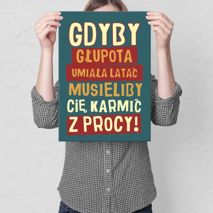 Plakat metalowy gdyby głupota Prezent