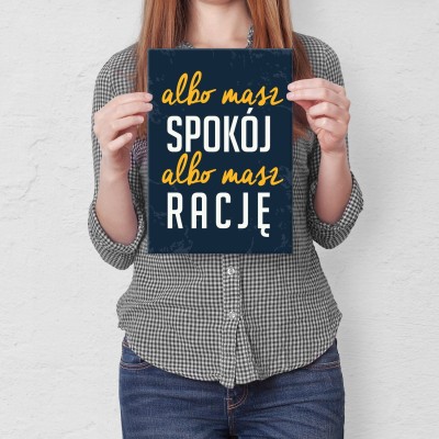 Plakat metalowy spokój i racja Prezent