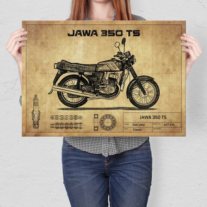 Plakat metalowy Jawa 350 TS Prezent