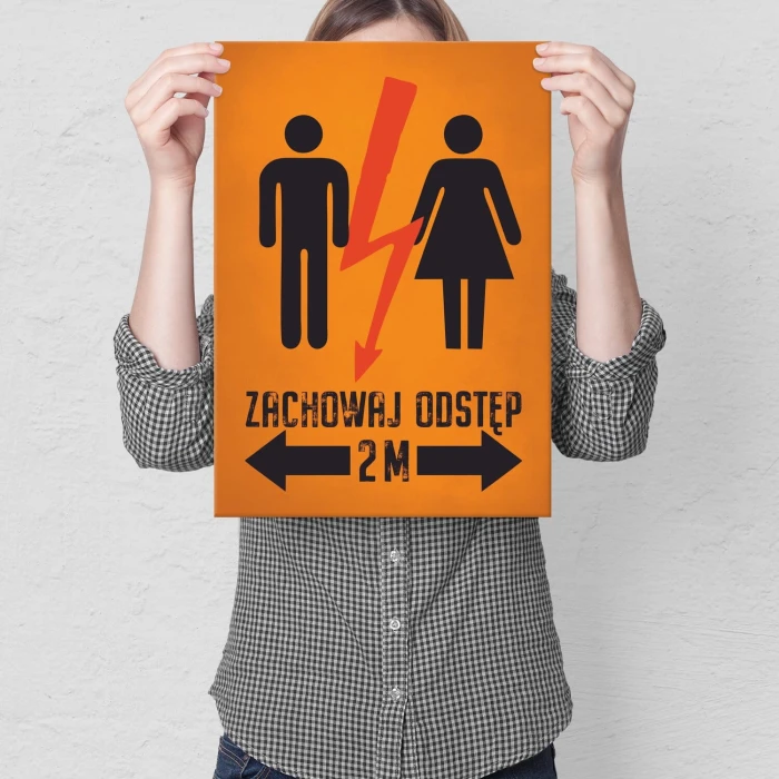 Poster metal zachowaj odstęp gift