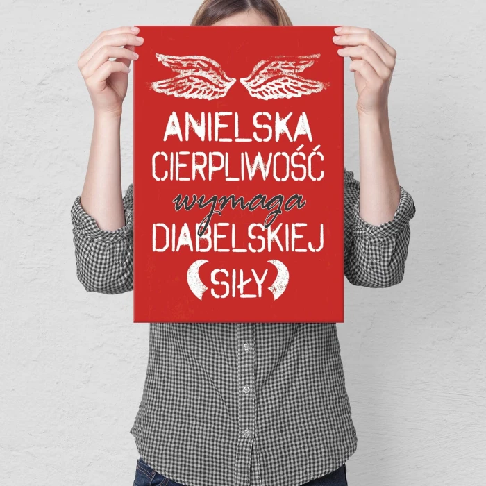Plakat metalowy anielska cierpliwość Prezent
