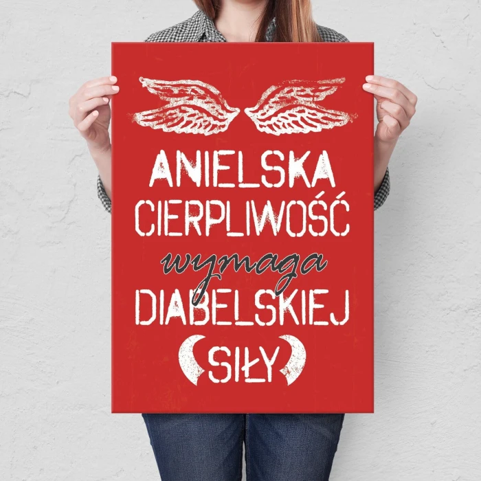 Plakat metalowy anielska cierpliwość Prezent