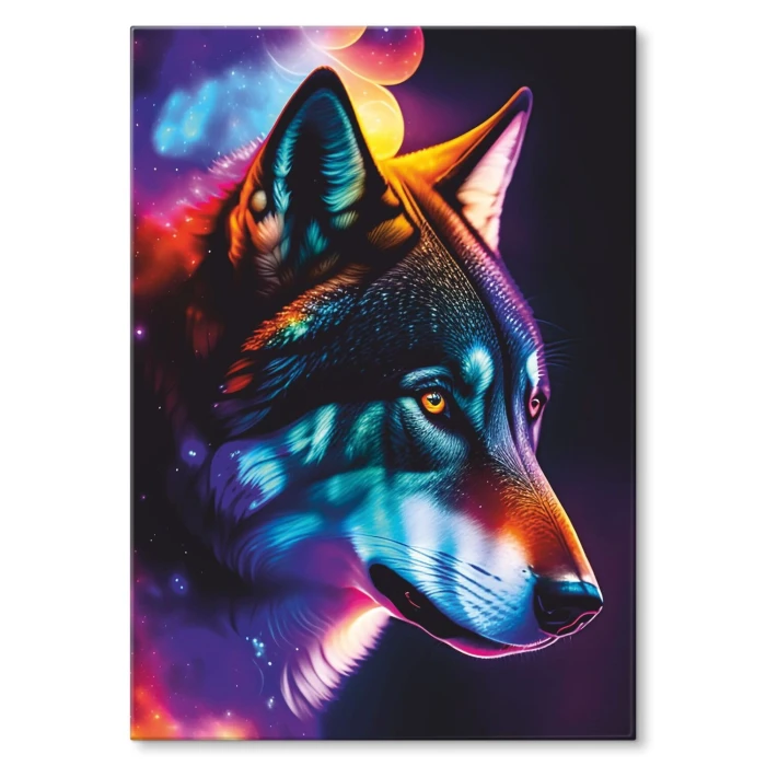 Plakat metalowy wilk neon Prezent