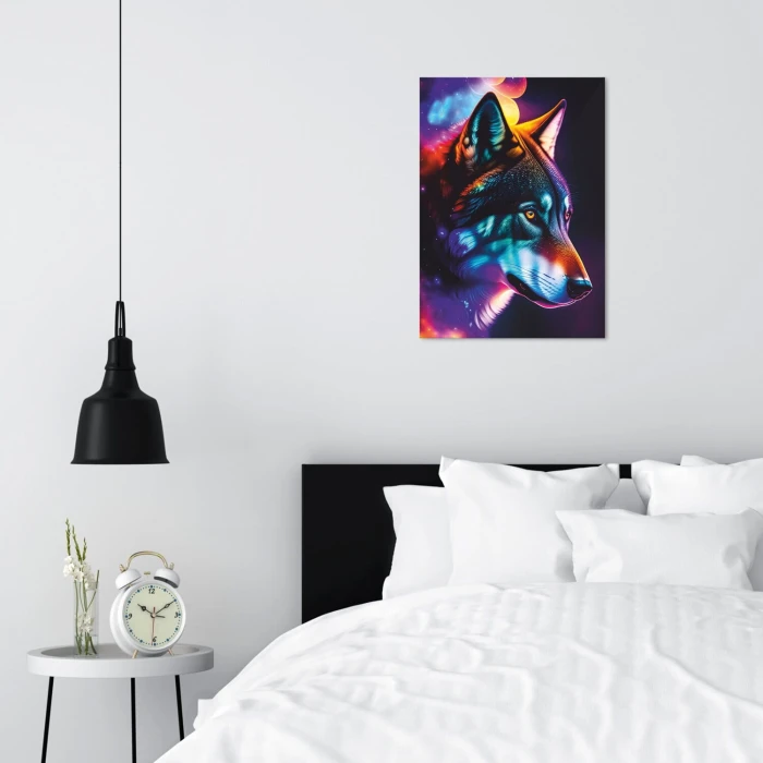 Plakat metalowy wilk neon Prezent