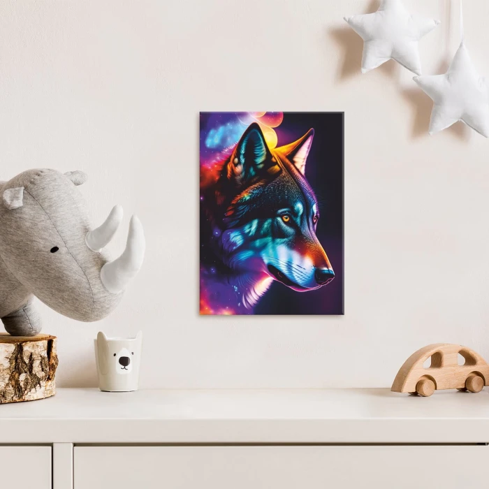 Plakat metalowy wilk neon Prezent