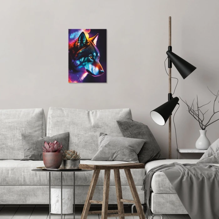 Plakat metalowy wilk neon Prezent