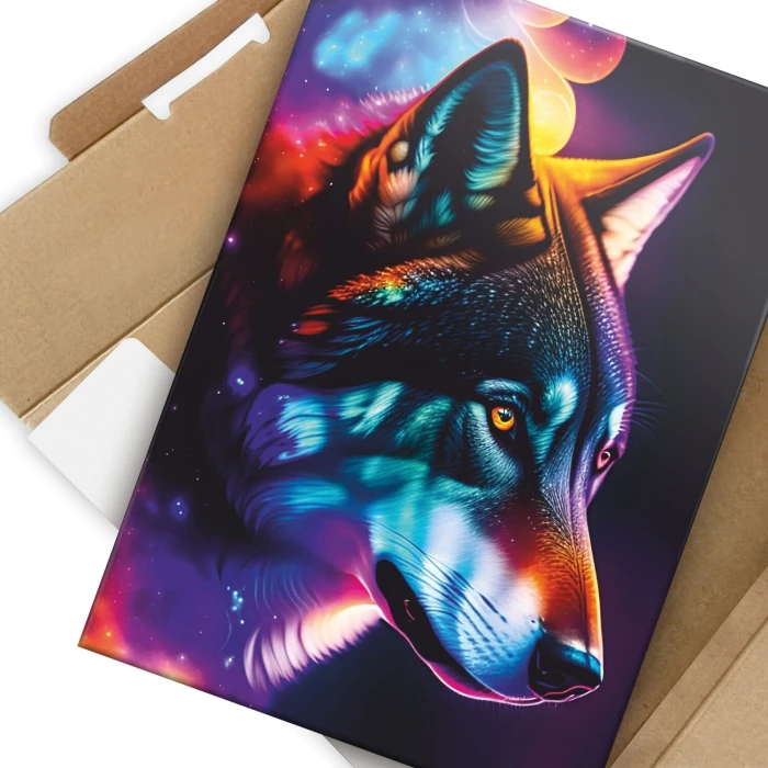 Plakat metalowy wilk neon Prezent