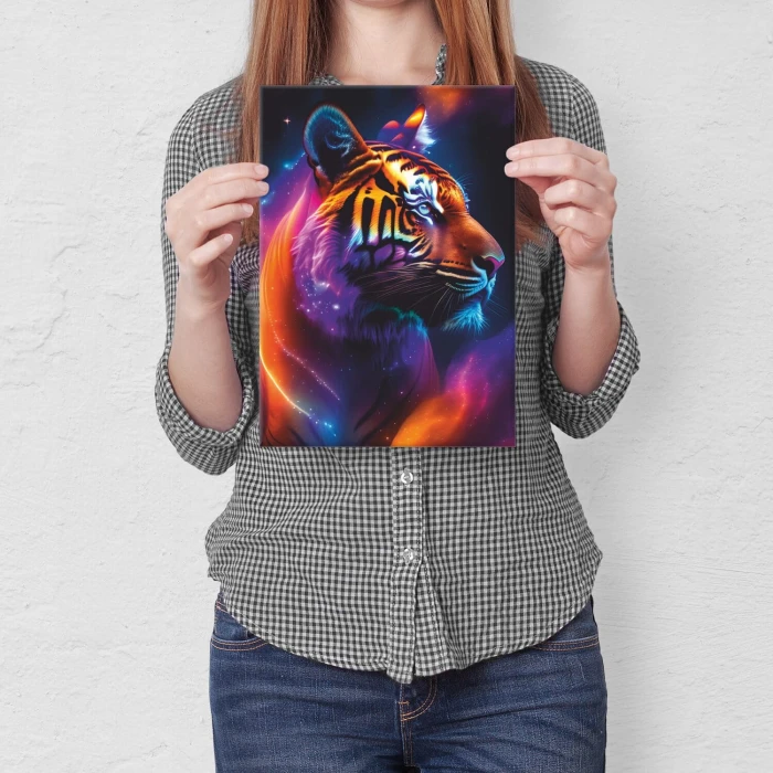 Plakat metalowy tygrys neon Prezent