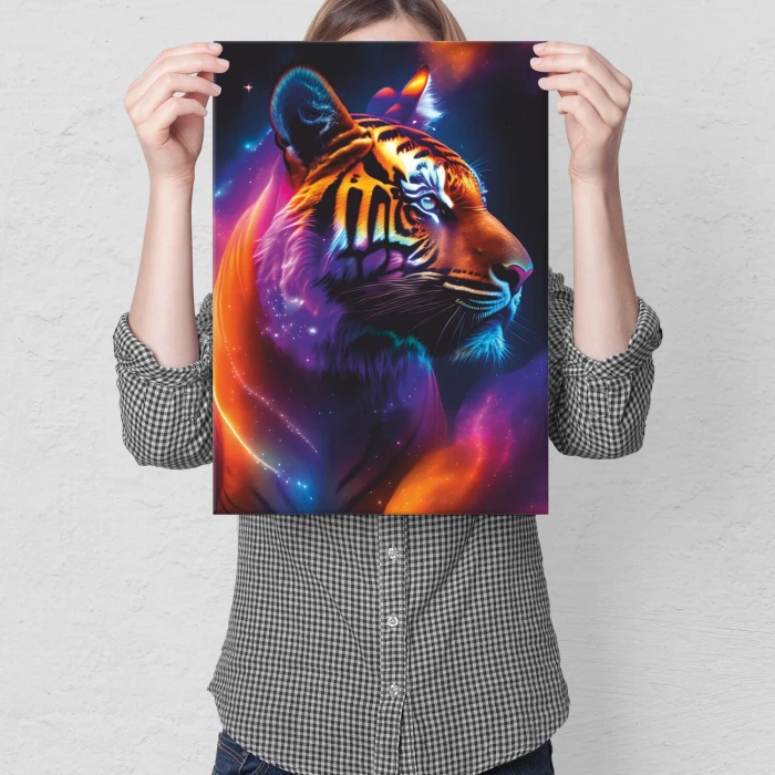 Plakat metalowy tygrys neon Prezent