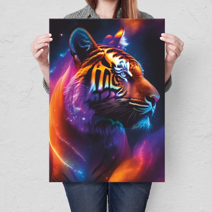 Plakat metalowy tygrys neon Prezent