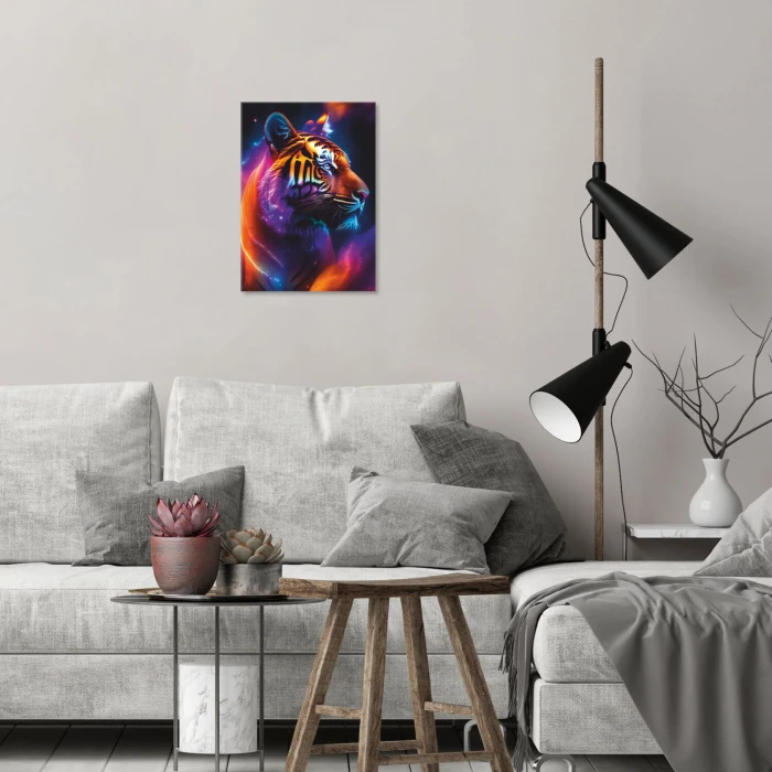 Plakat metalowy tygrys neon Prezent