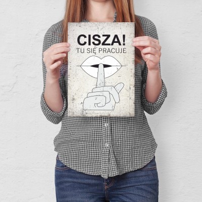 Plakat metalowy cisza Prezent
