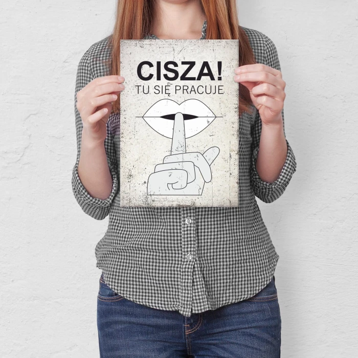Plakat metalowy cisza Prezent
