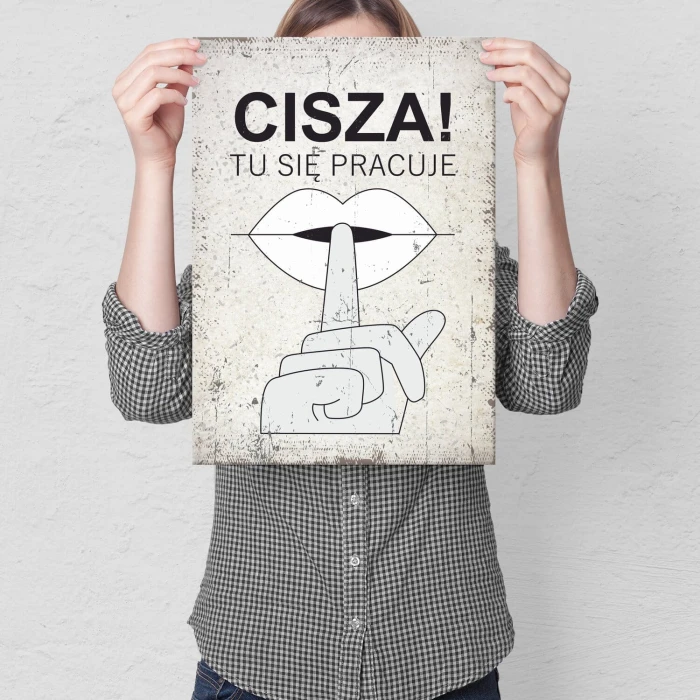 Plakat metalowy cisza Prezent