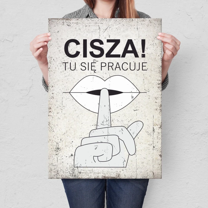 Plakat metalowy cisza Prezent