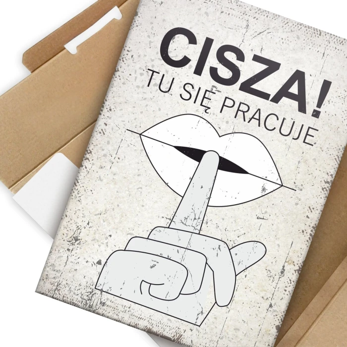 Plakat metalowy cisza Prezent