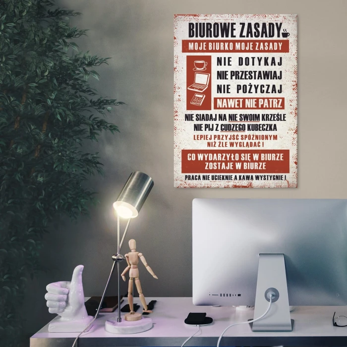 Poster metal biurowe zasady gift