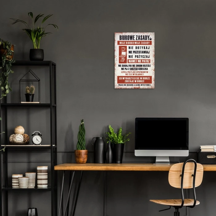 Plakat metalowy biurowe zasady Prezent