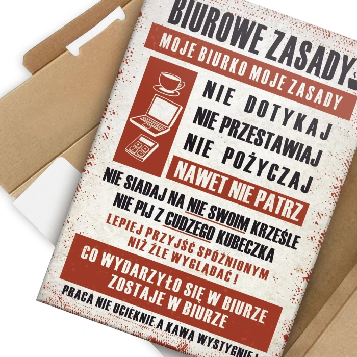 Poster metal biurowe zasady gift