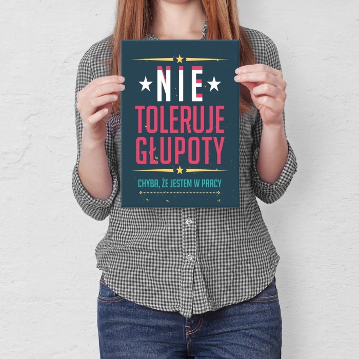 Poster metal NIE TOLERUJE GŁUPOTY gift