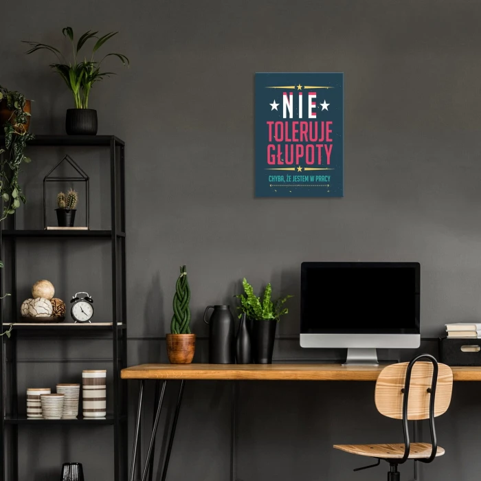 Poster metal NIE TOLERUJE GŁUPOTY gift